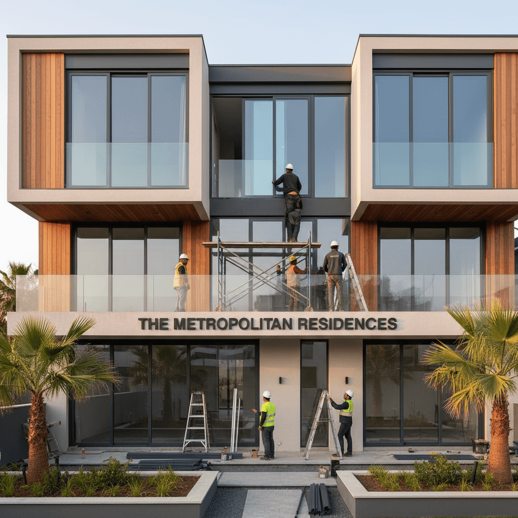 aluminum doors and windows installation in residential building with modern design