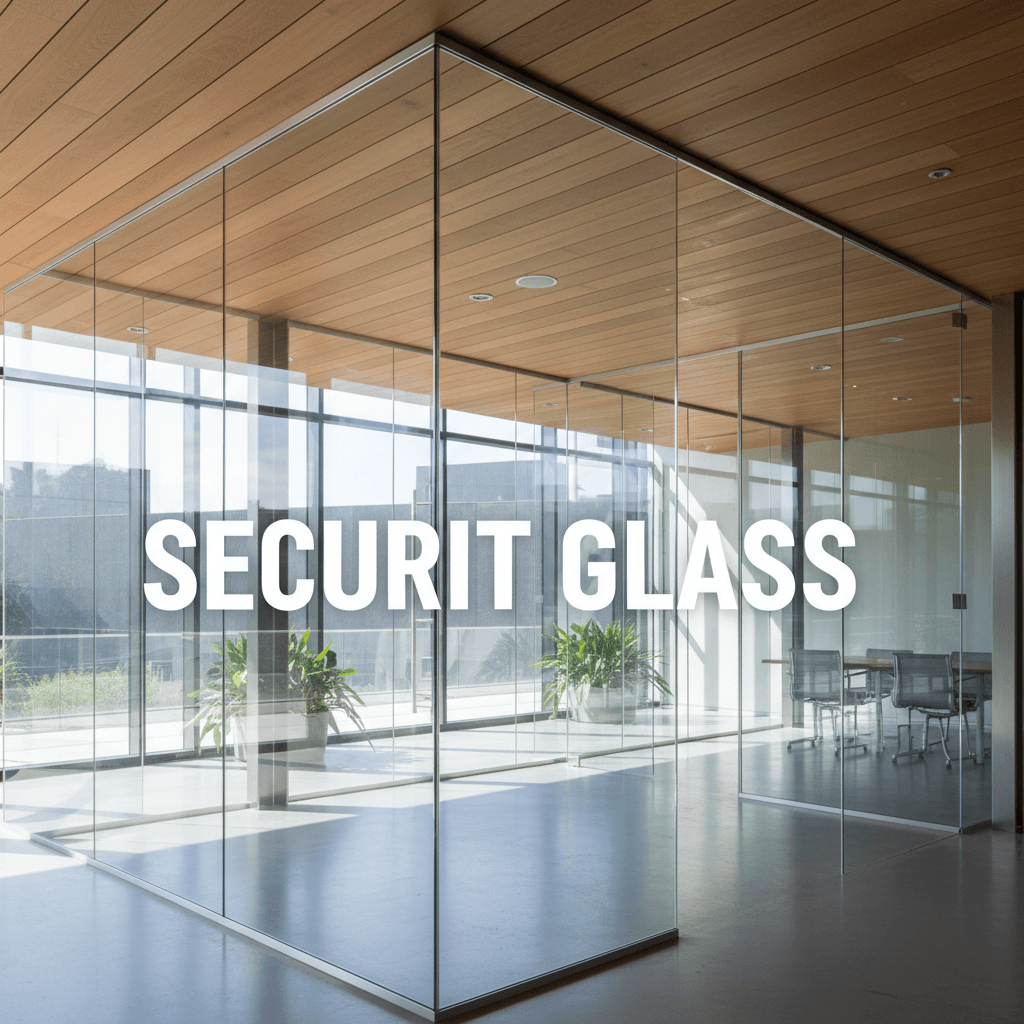 securit glass installation with clean transparent surfaces in modern building interior