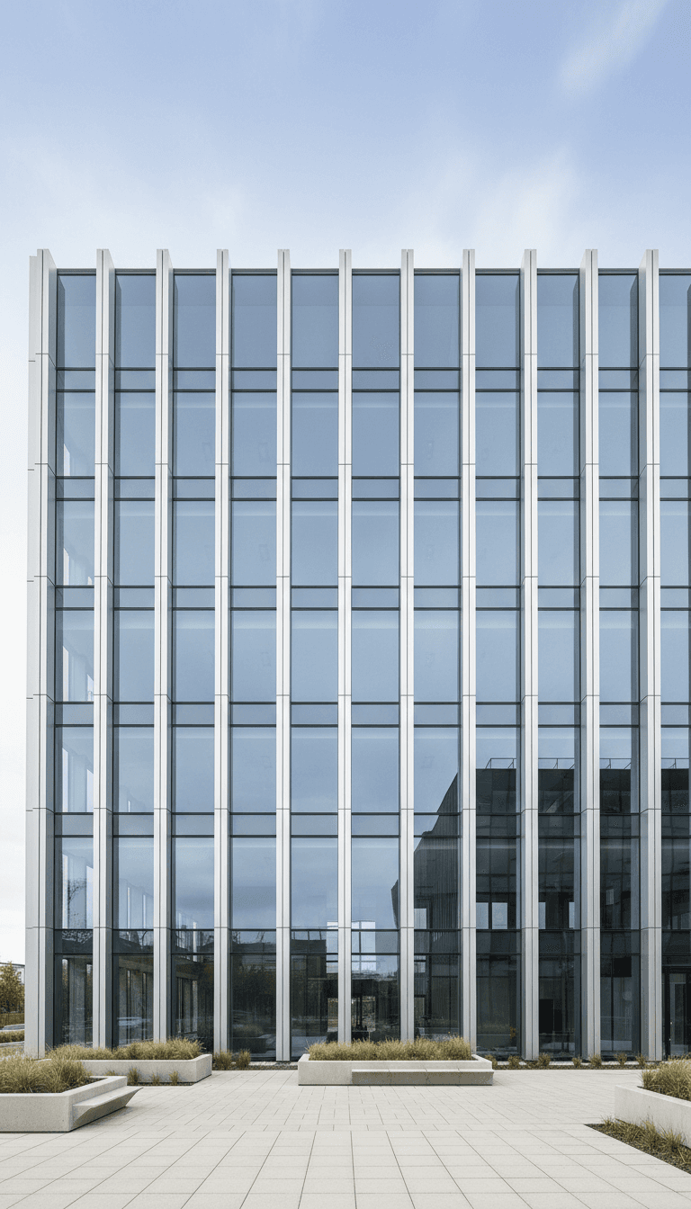 مبنى سكني بتصميم معاصر من الزجاج والألمنيوم